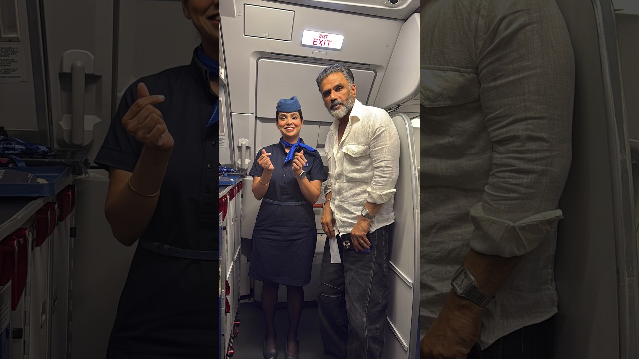 #sunielshetty  on my flight ✈️ | SUBSCRIBE @MruddulaKhaire | #shorts #youtubeshorts
