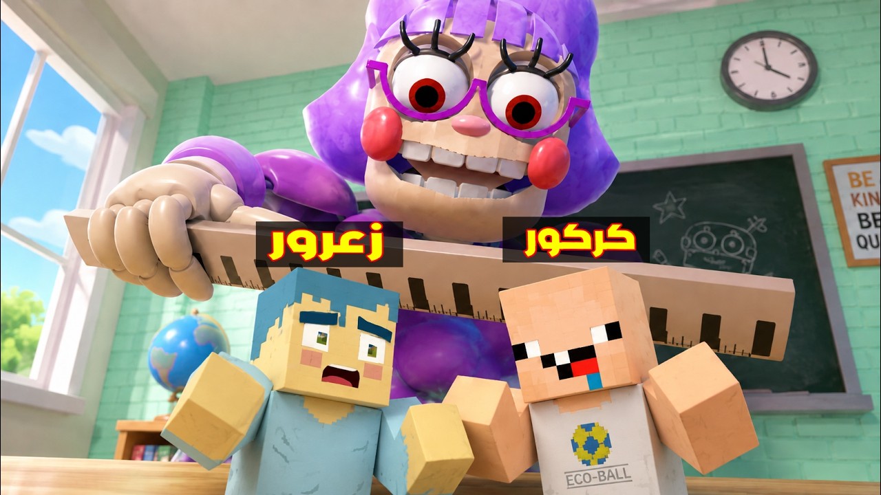 فلم ماين كرافت : زعرور في مدرسة المعلمة الوردية الخطيرة و كركور يدمر كل المدرسة 🔥😂