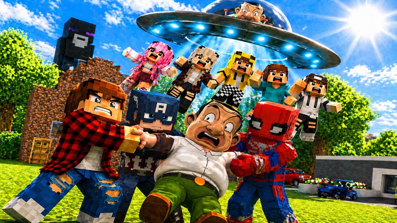 ماين كرافت لكن جيجي وعبوسي وكعبول وعائلتي الحرامي المحتال اخذهم للقمر وانقذتهم 😭🔥 #فلم_ماين_كرافت