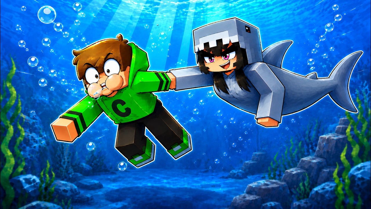 Fui PRESO por uma GAROTA TUBARÃO no Minecraft!