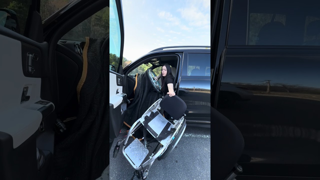 How I get my wheelchair in my car! #wheelchair #cartransfer #mercedesbenz #glb35