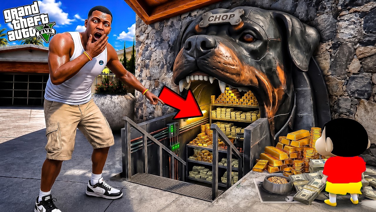 Franklin Shinchan Found Secret Door in Front of Chop’s House GTA 5! | GTA 5 Telugu Gameplay