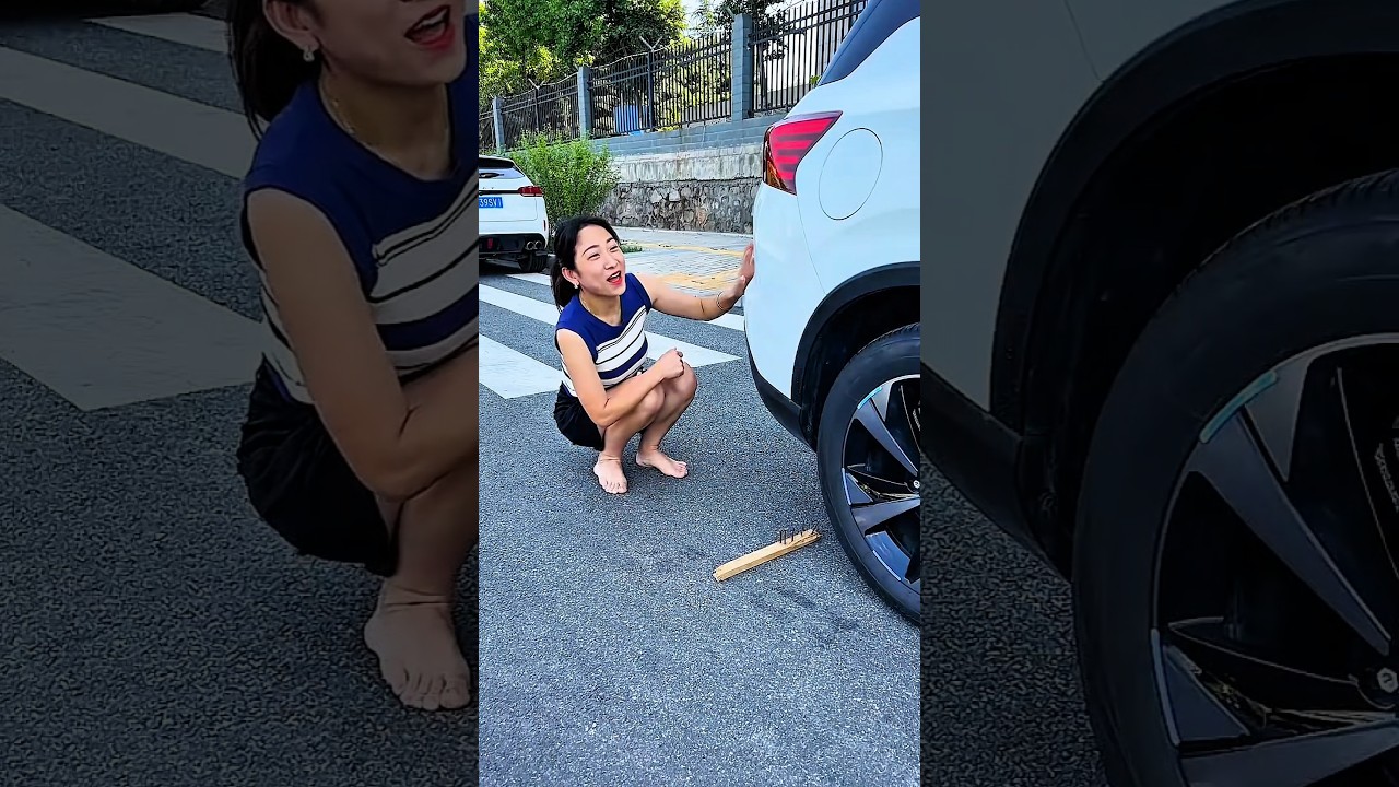 Ela Tentou Furar o Pneu... Mas Foi Pega no Flagra! 🚗💥