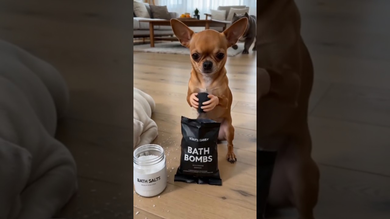 Dog Uses Bath Salts & Bath Bombs To Prank Buddy For Chicken! 🐶🛁 #Shorts #Dogs #FunnyDogs