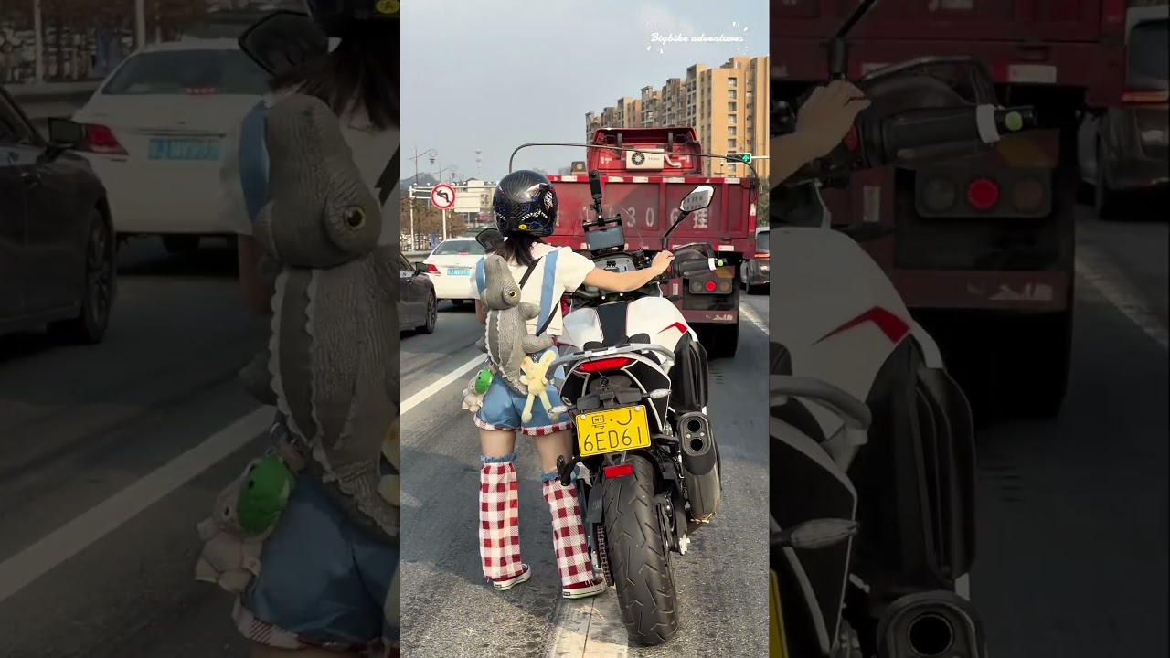 Her Feet Can’t Reach—So She Uses This Clever Technique 😳 #petiterider #advbike