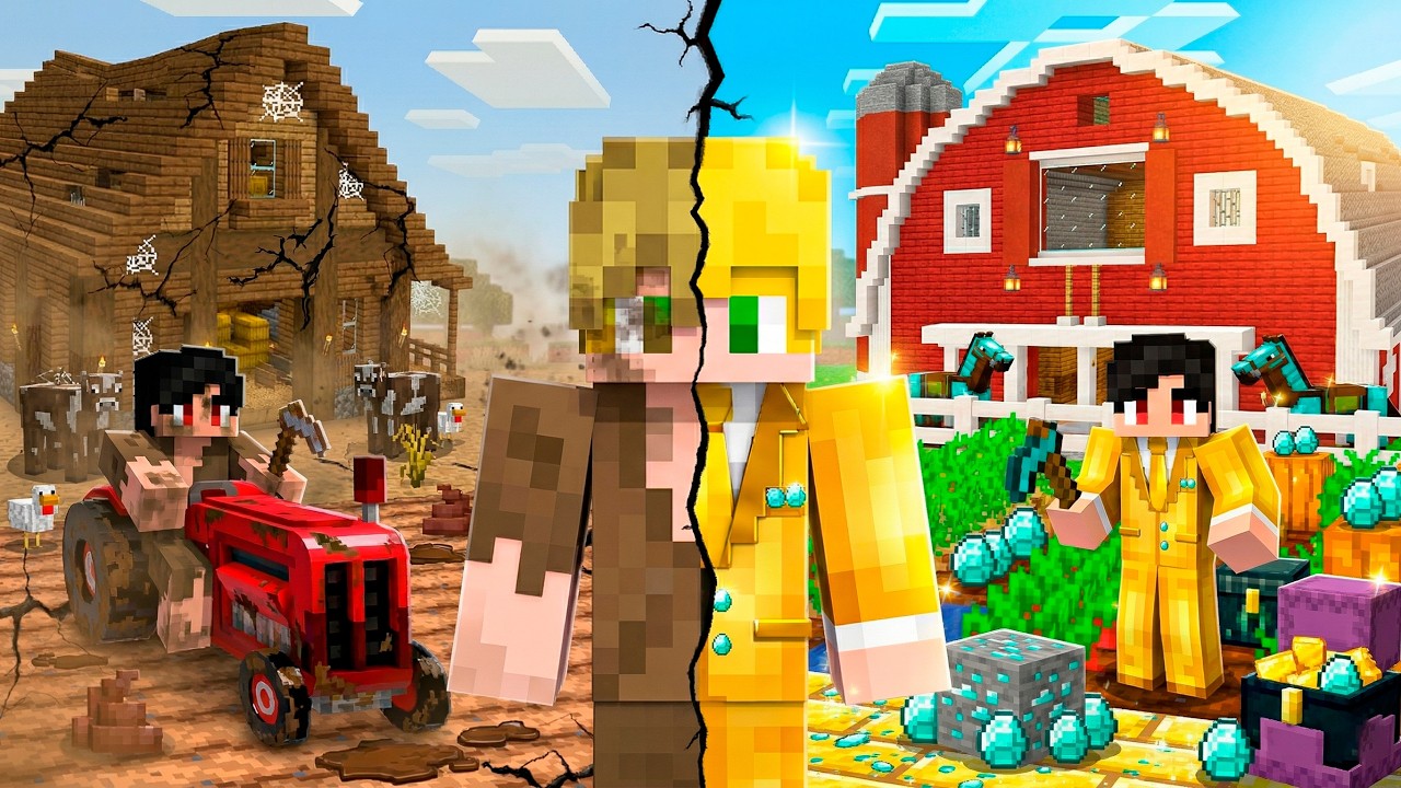 FAZENDA de RICO vs FAZENDA de POBRE no minecraft