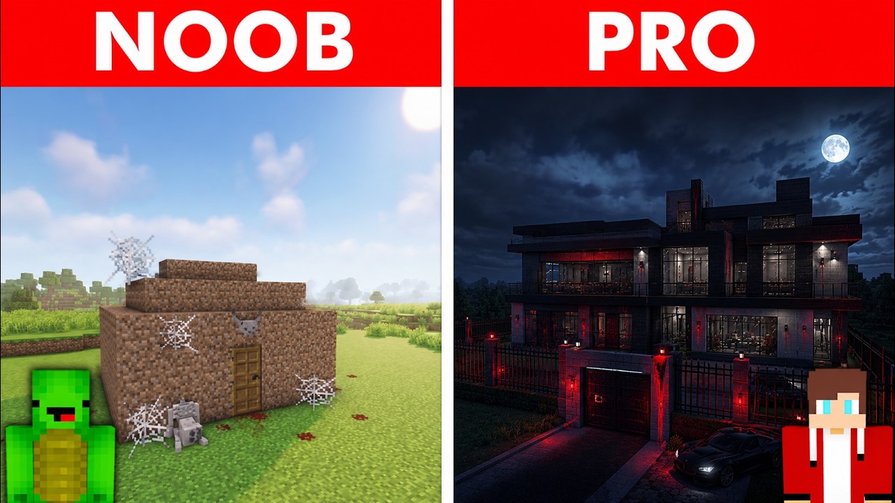 Minecraft NOOB vs PRO: KILLER HOUSE BUILD CHALLENGE