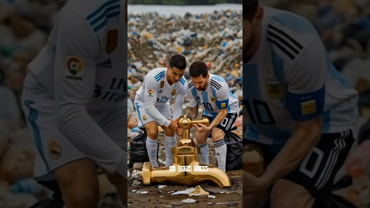 Messi & Ronaldo Found a Golden Money Tap🤑 #messi #ai #ronaldo #shorts