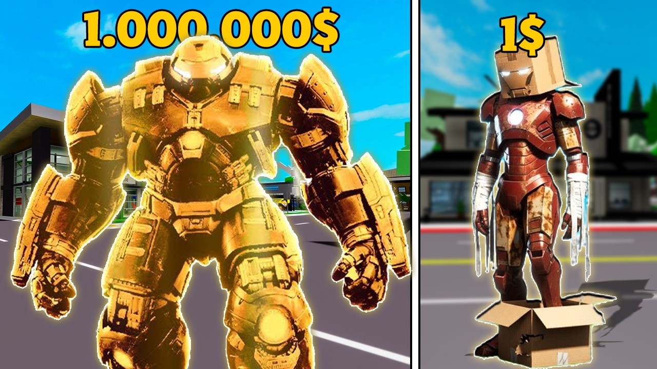 فيلم روبلوكس : بدلة ايرون مان بتكلفة 1$ لــ بدلة ايرون مان بتكلفة 1.000.000$ ...🔥😱