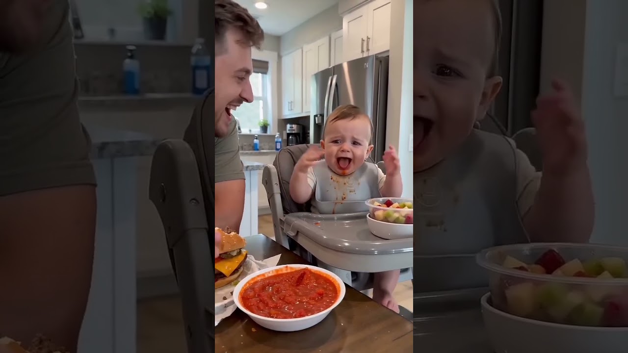 Baby’s first encounter with spicy salsa! 👶🔥#cutebaby​ #dadandbaby​ #firsttimetrying​ #funnymoments​