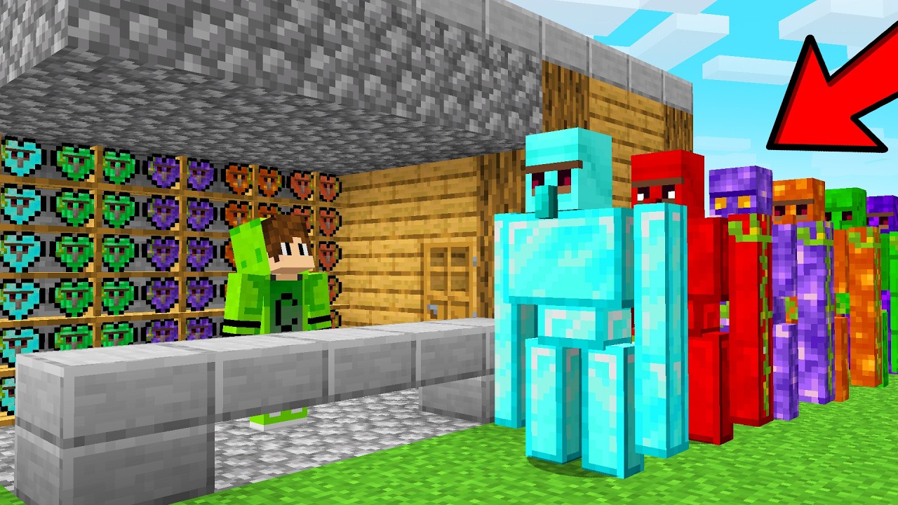 Abri uma LOJA de CORAÇÕES de IRON GOLEM no Minecraft!