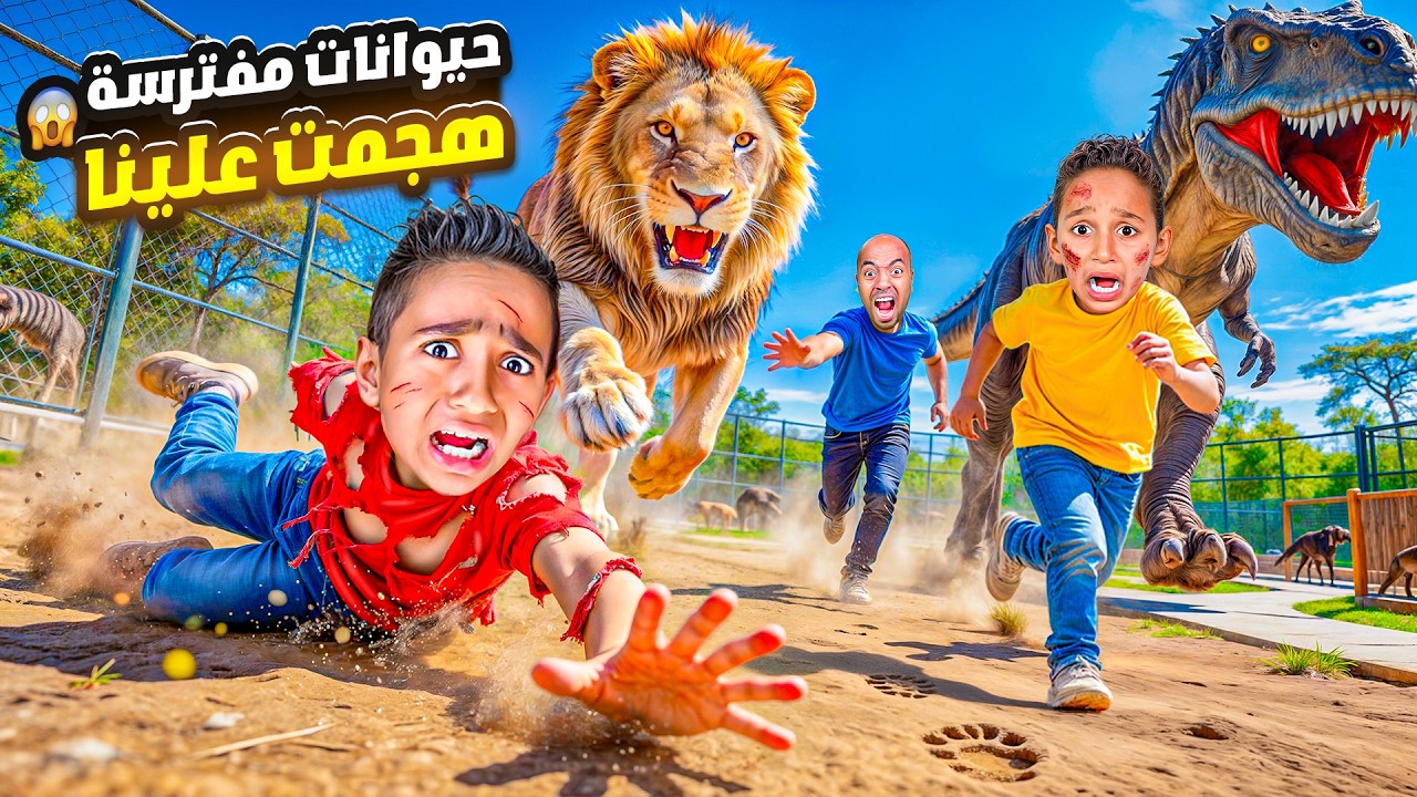 ادم واياد قضوا ٢٤ ساعه في اخطر حديقة حيوانات ف العالم 😱 اسد مفترس هجم علينا 💔 انهيــار وبكاء 😭