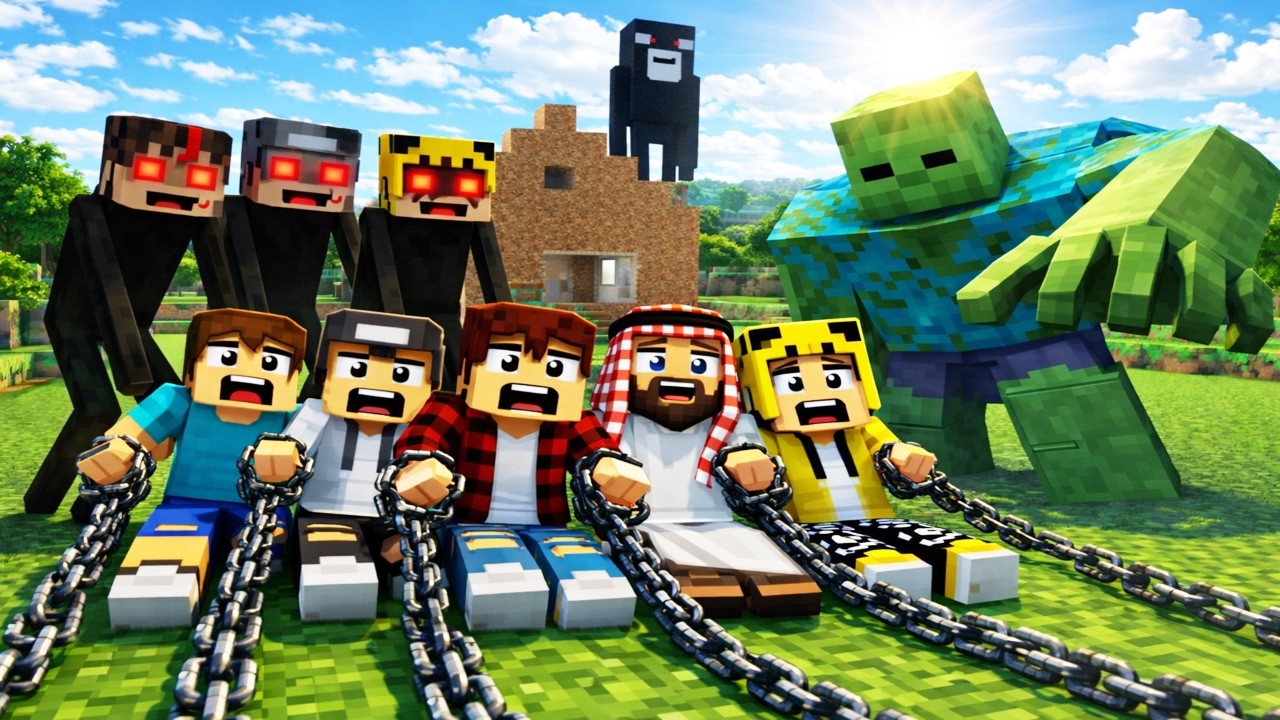 ماين كرافت لكن دخلنه سجن عبوسي وكعبول وجيجي الاشرار وهجم علينه الزومبي العملاق 😨😱 #فلم_ماين_كرافت