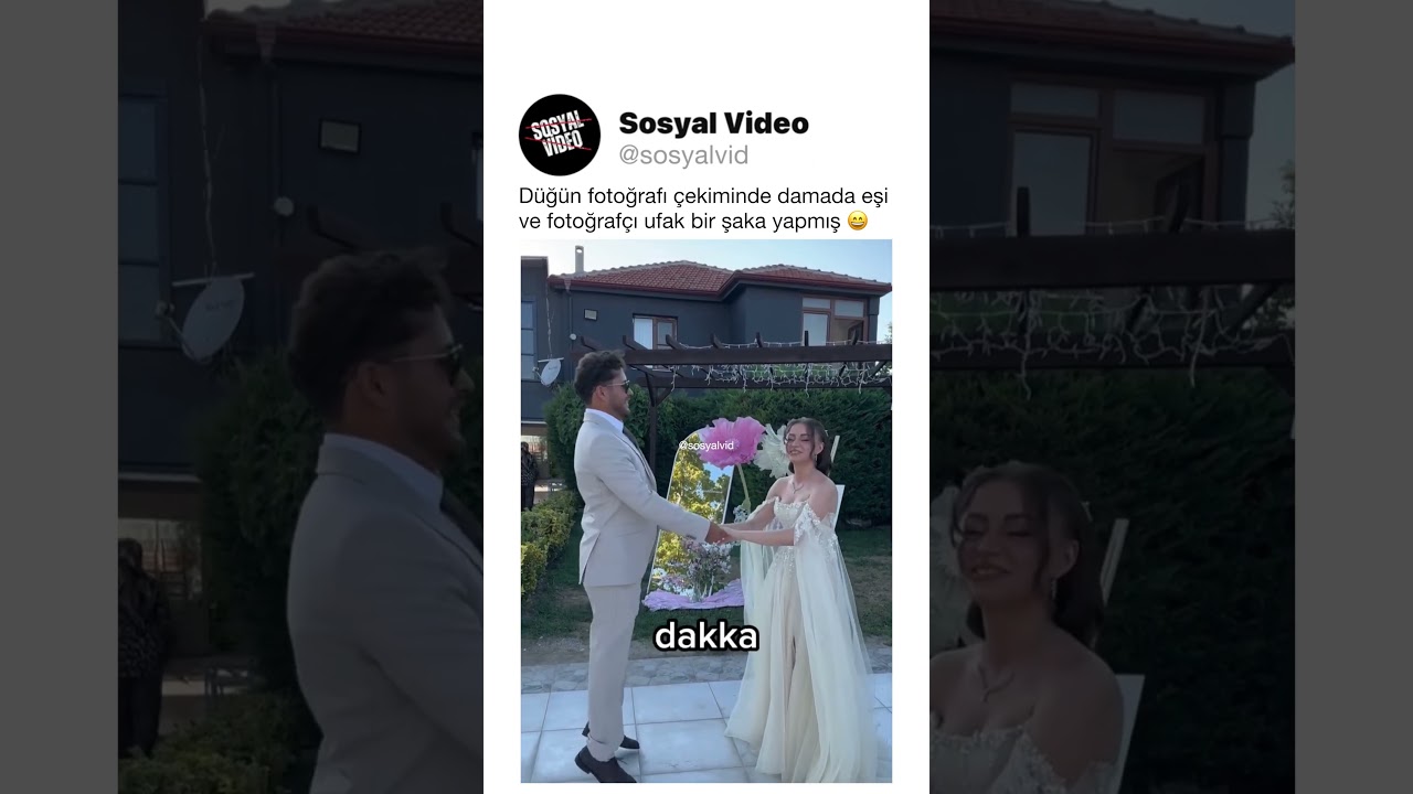 Düğün fotoğrafı çekiminde damada eşi ve fotoğrafçı ufak bir şaka yapmış 😄
