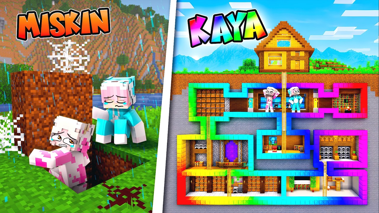 MOMON & ATUN BANGUN BUNKER MISKIN VS KAYA di MINECRAFT @BANGJBLOX