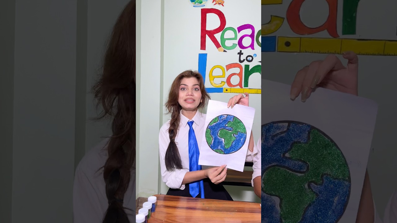 Earth Painting🖼️ in School😱|| Jashvi Vishvi || #shorts #youtubeshorts #trending #viral