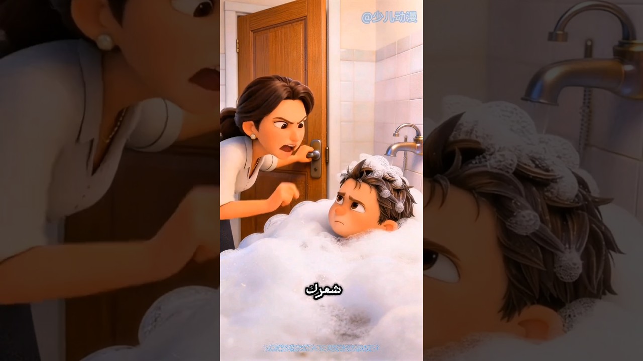 فقاعات الشامبو تحوّلت إلى مشكلة! 🫧😅 #shorts #arbic #funny