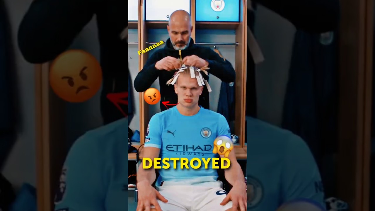 💀😂Pep Guardiola CUT Halland’s Hair?! 😂✂️#halland #Halland_hair #meme #soccer  #ميمز_هالاند