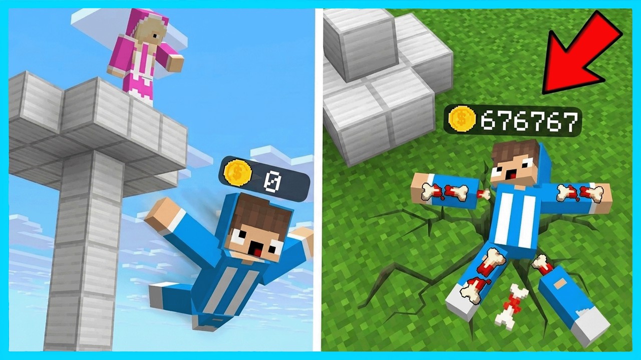MIPAN & ZUZUZU PATAH TULANG UNTUK DAPAT UANG DI MINECRAFT! SAKIT BANGET