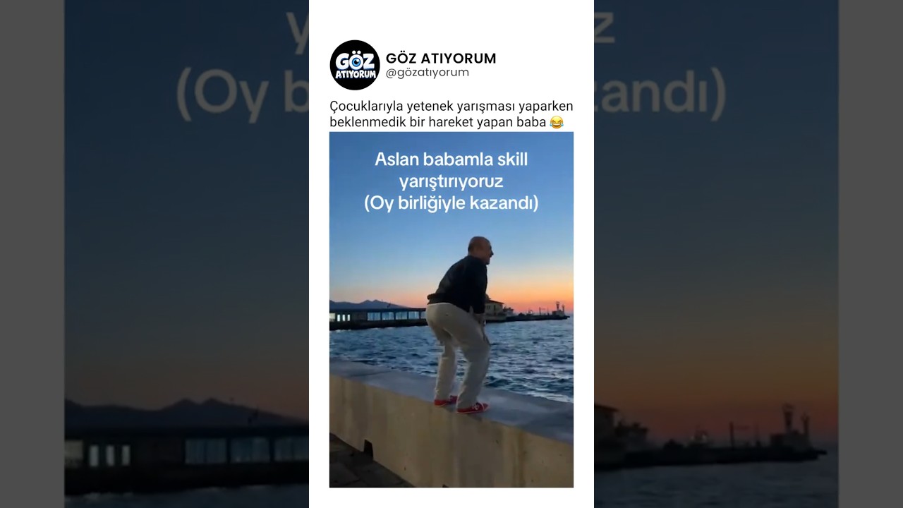 Çocuklarıyla yenetek yarışması yaparken beklenmedik bir hareket yapan baba 😂