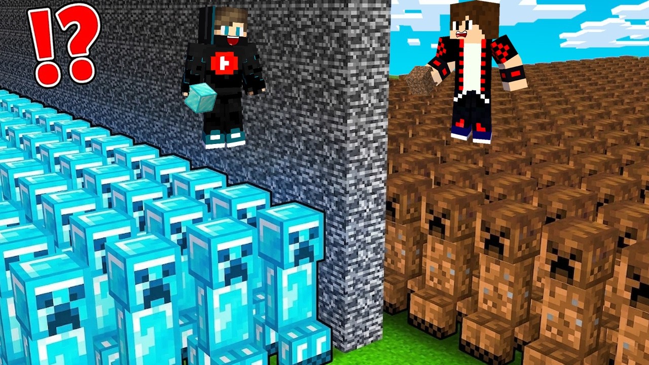 ماين كرافت : تحدي بناء جيش الكريبر الدايموند ضد الديرت !!؟ 😱🔥