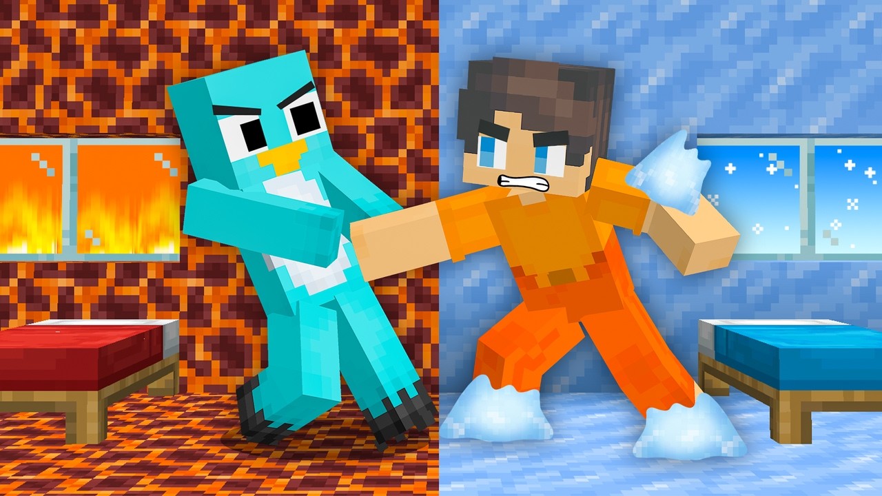 HOT vs COLD Survival Challenge in Minecraft!