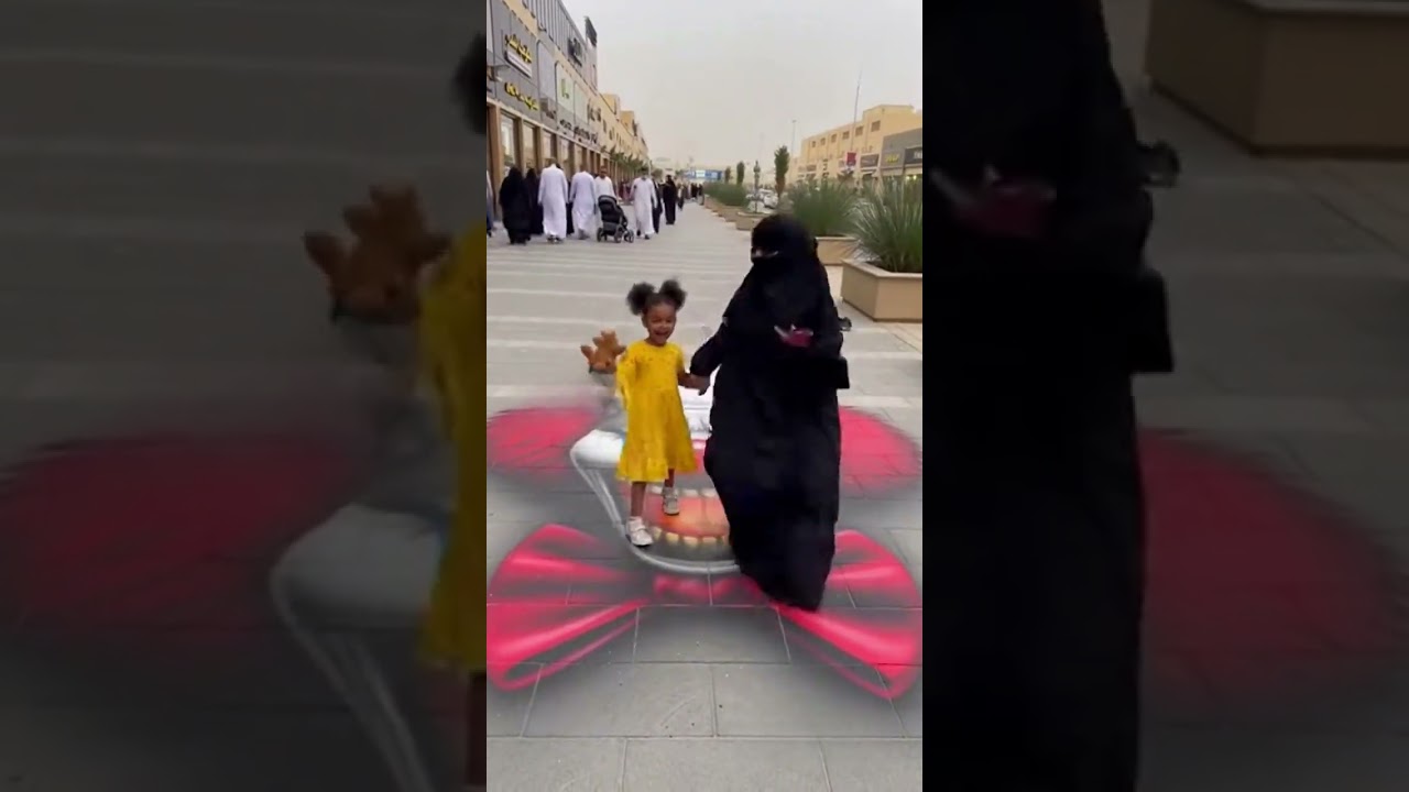 رسمة إبداعية تحولت إلى لحظة رعب لأم في شارع دبي!😂💔 #اكسبلور #ضحك #دبي #funny #shorts