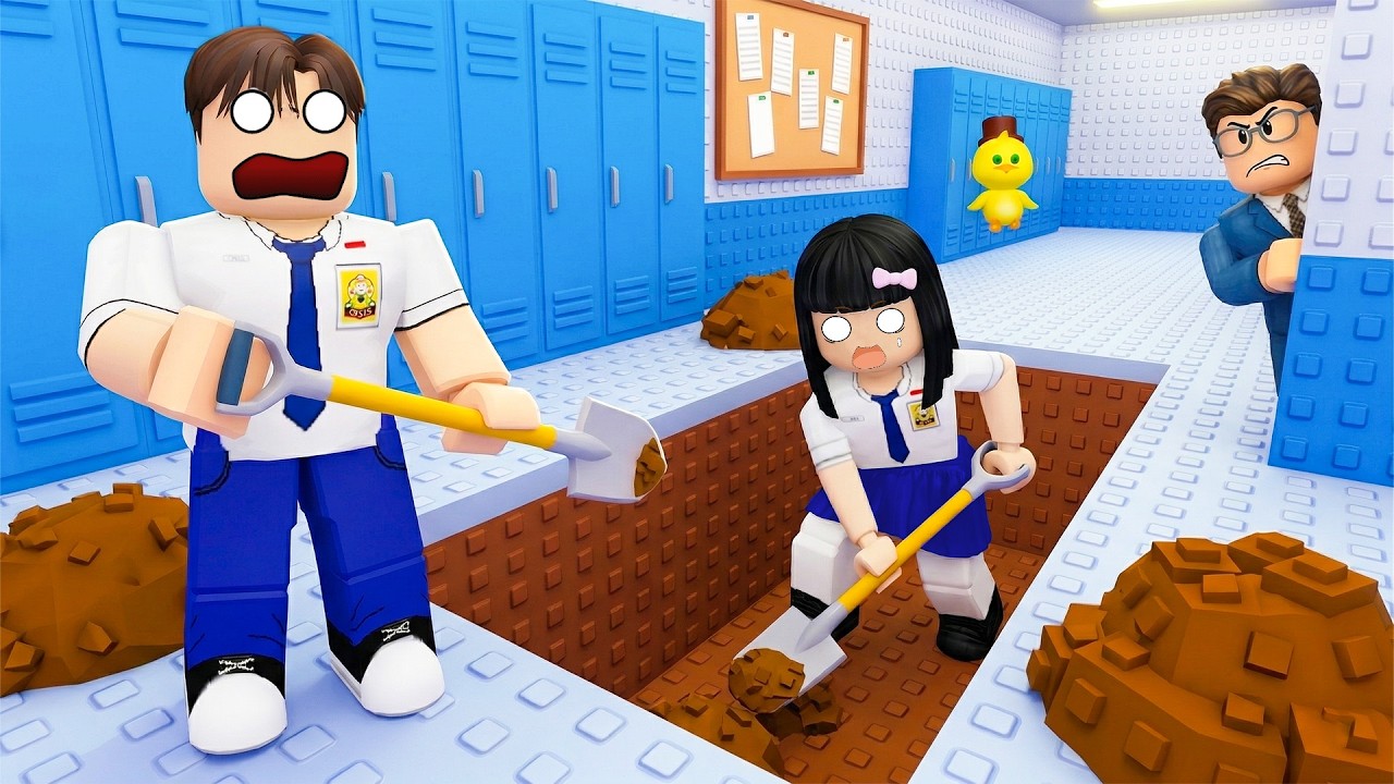 Yuta Mio Dan Baby Celine Kabur Dari Sekolah Dengan Gali Bawah Tanah | ROBLOX