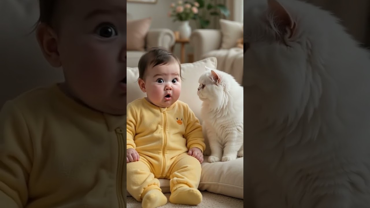 When the baby and the cat have the same attitude 😹👶🤍