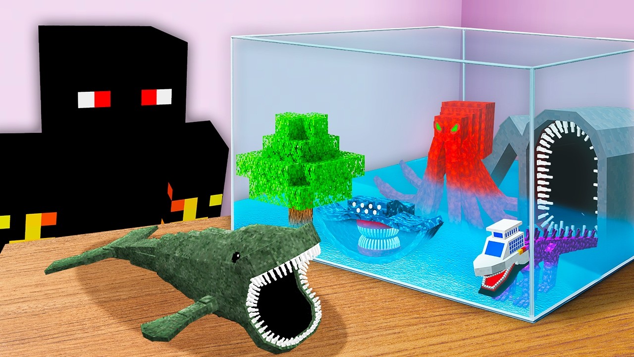 Fiz um AQUÁRIO de MONSTROS MARINHOS no Minecraft!
