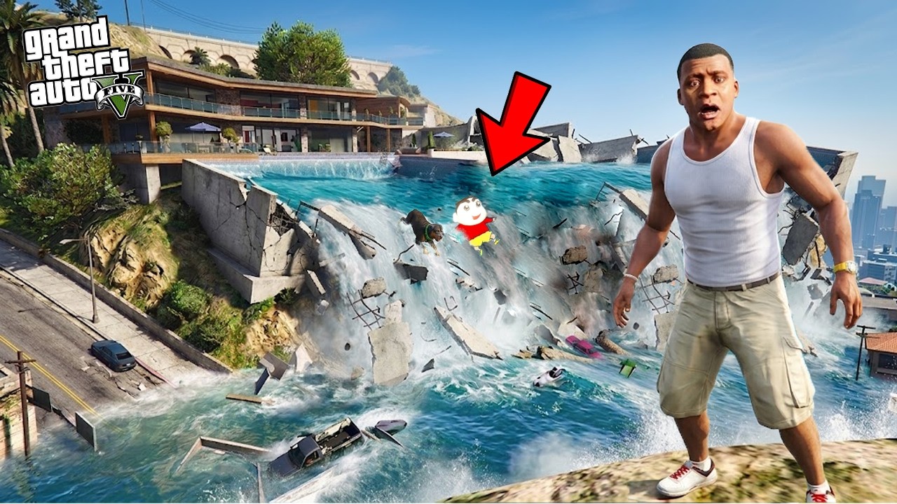 Franklins Biggest Swimming Pool Exploded in GTA 5 !