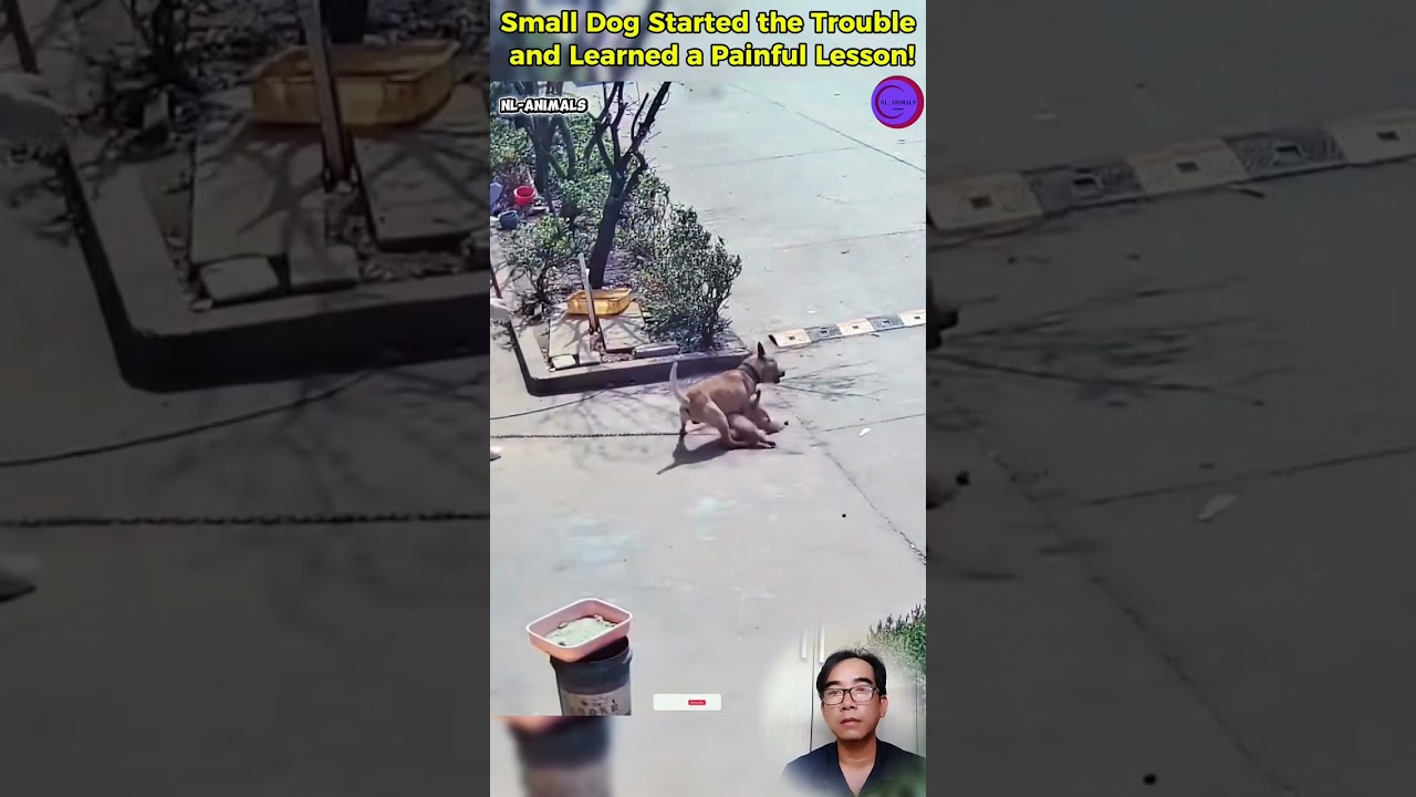 Small Dog Started the Trouble and Learned a Painful Lesson! #shortvideo #dog #pets #omg #viral