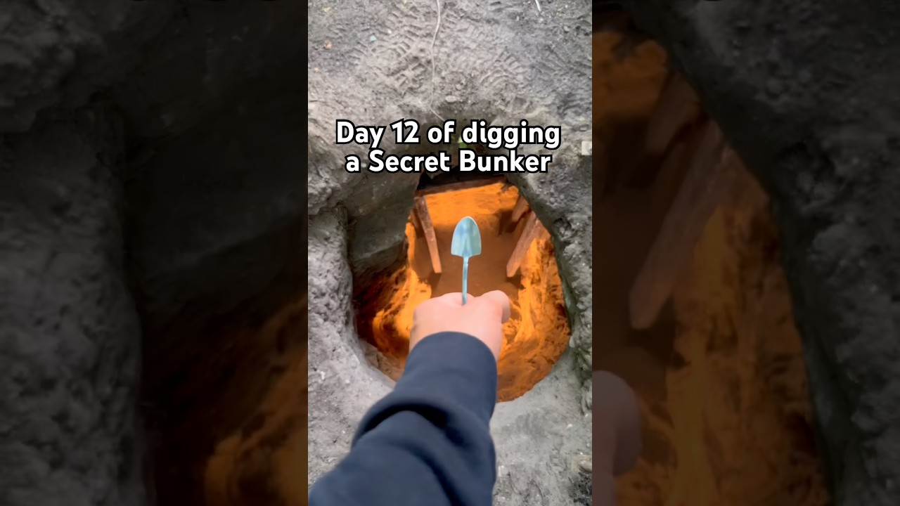 Day 12 digging a Secret Bunker in my mom’s greenhouse! #spoontobunker