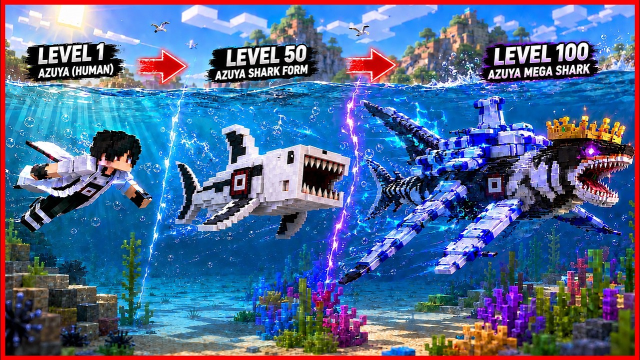 1000 HARI KITA DI ADOPSI JADI HIU THE BLOOP MUTANT DI MINECRAFT VS OKTOPUS AQUAMAN ATLANTIKA