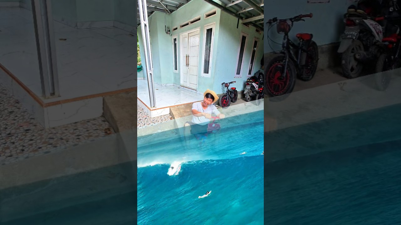 abah adilah naik skuter tenggelam❗️lalu naik sepedah juga tenggelam