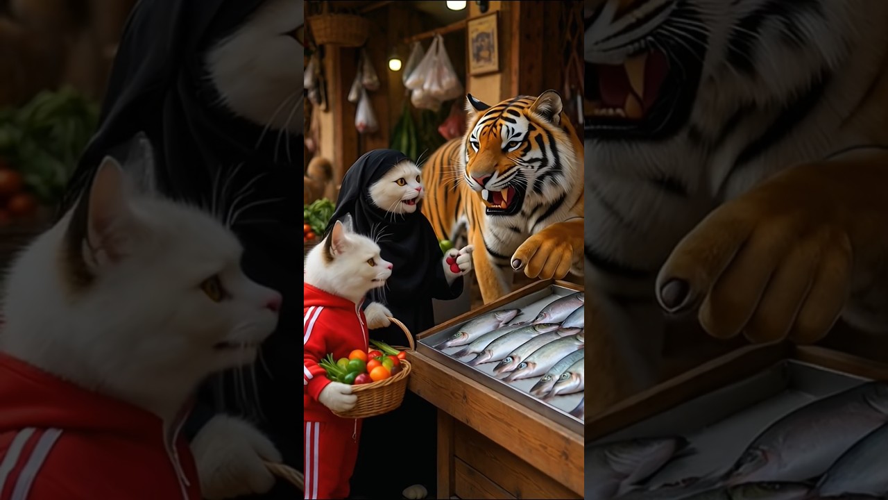 مياو راح يشتري سمك🐟 وهو وامه