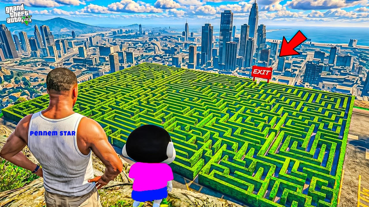 Franklin & Shinchan Survived The BIGGEST Maze Of Los Santos in GTA 5! Telugu Gameplay