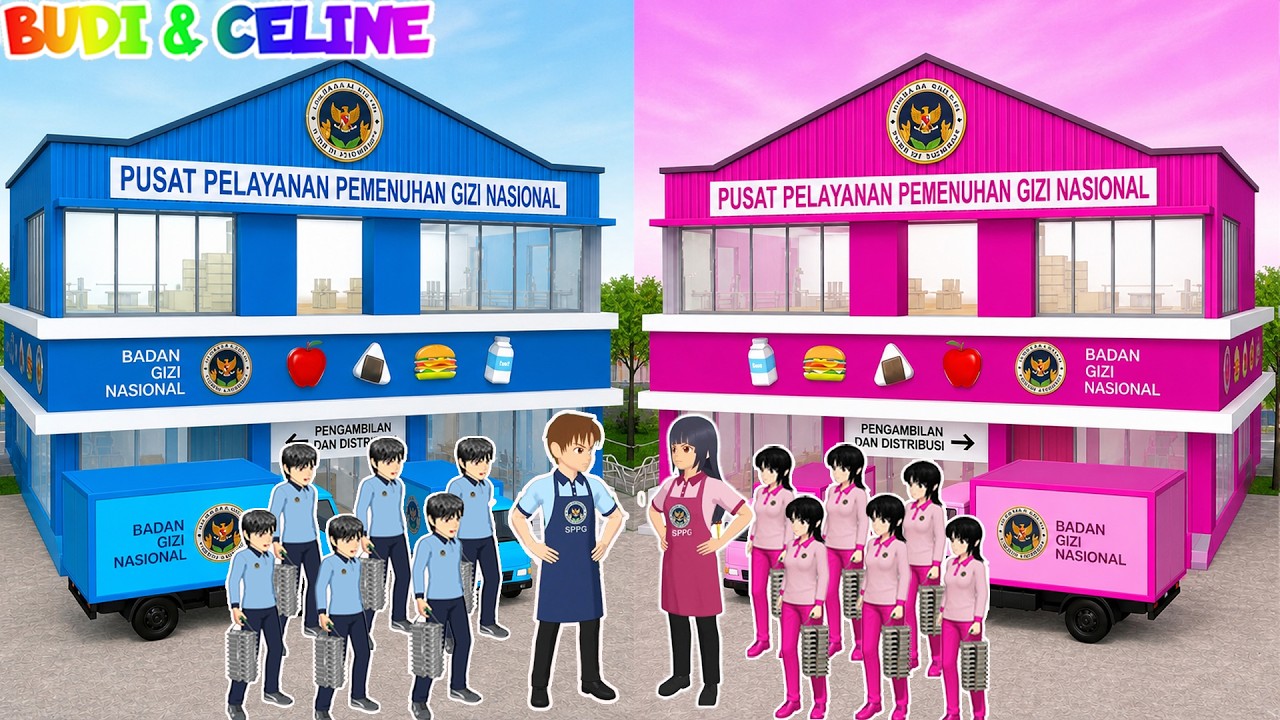 Yuta Buat Markas MBG Biru 💙 VS Mio Buat Markas MBG Pink💖| Yuta Mio jadi Petugas MBG