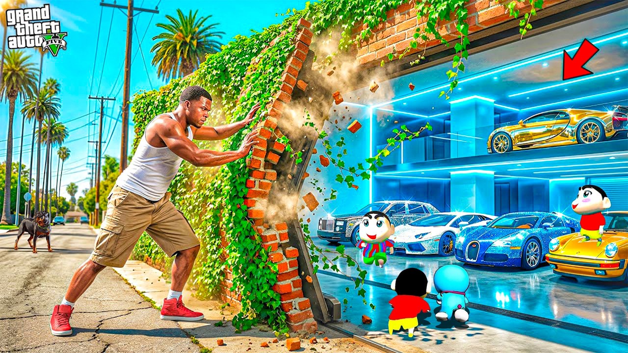 Franklin And Shinchan Found a Secret Mysterious Supercar Garage in GTA 5 in Telugu