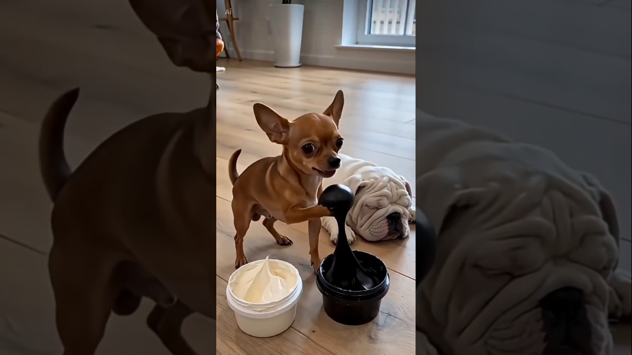 Loki Uses Black and White To Prank Rex For Chicken! 🐶🎨 #Shorts #Dogs #FunnyDogs