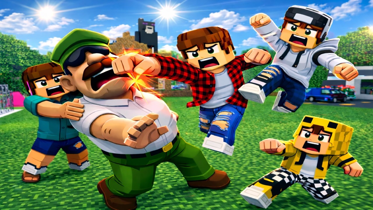 ماين كرافت لكن تعاركنه اني وجيجي وعبوسي وكعبول مع شخص محتال 😱😨 #فلم_ماين_كرافت