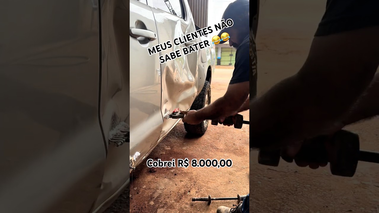 Meus clientes não sabem bater 😂😂 recuperação e pintura da Hilux!! #carros #pinturas  @anjotintas