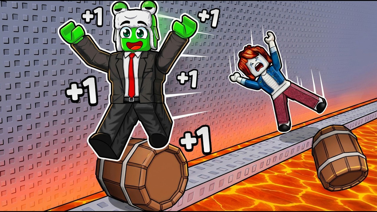 هل يمكنك الهروب من الحمم البركانية فوق برميل؟ تحدي الأعصاب! 😬