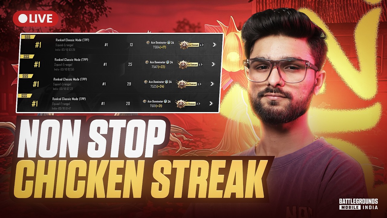 PER CHICKEN 5000 CHALLENGE | 50 CHICKEN STREAK? | BGMI LIVE @LoLzZzGaming