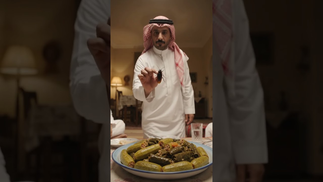 لما تلاقين صرصور فوق صينية المحشي والأب يمسكه بيده!! 😂🪳 #شورتس #سعودية