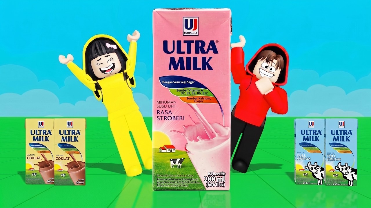Yuta, Mio Dan Baby Celine Naik Ke Menara Susu Kotak Ultra Jaya || ROBLOX