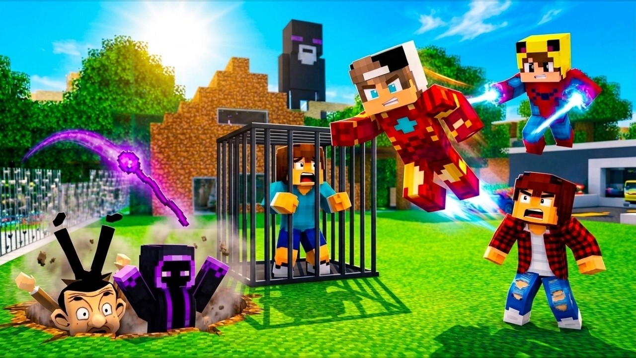 ماين كرافت لكن جيجي وكعبول تحولوا الى أبطال خارقين؟!😱😨وانقذونا من الساحر والحرامي  #فلم_ماين_كرافت