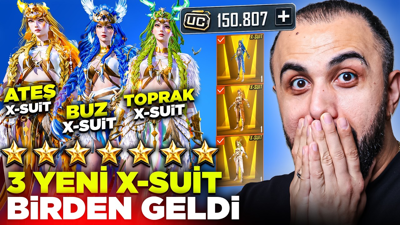 3 YENİ X-SUİT GELDİ! 😱 150.000 UC BASIP 7 SEVİYE FULLEDİK! ATEŞ, BUZ VE TOPRAK X-SUİT - PUBG Mobile