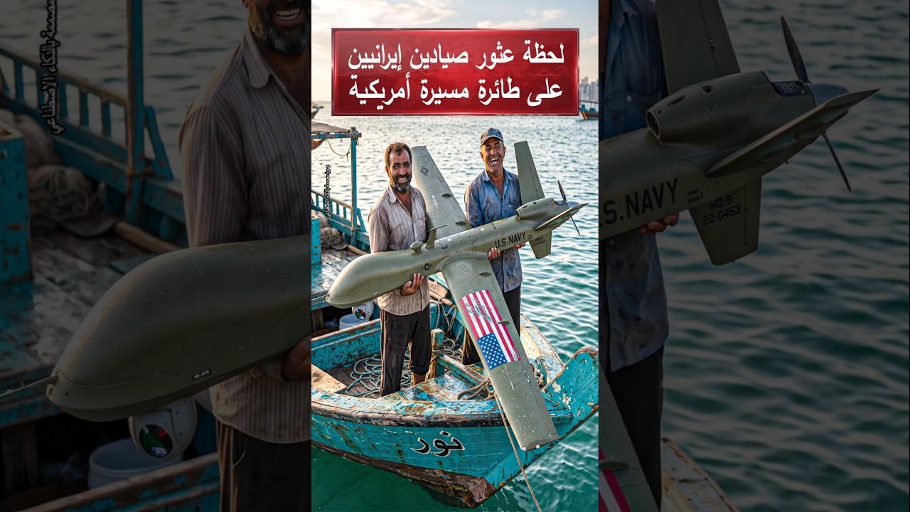 لحظة عثور صيادين إيرانيين على طائرة مسيرة أمريكية في مياه الخليج #إيران #امريكا #مضيق_هرمز #أخبار