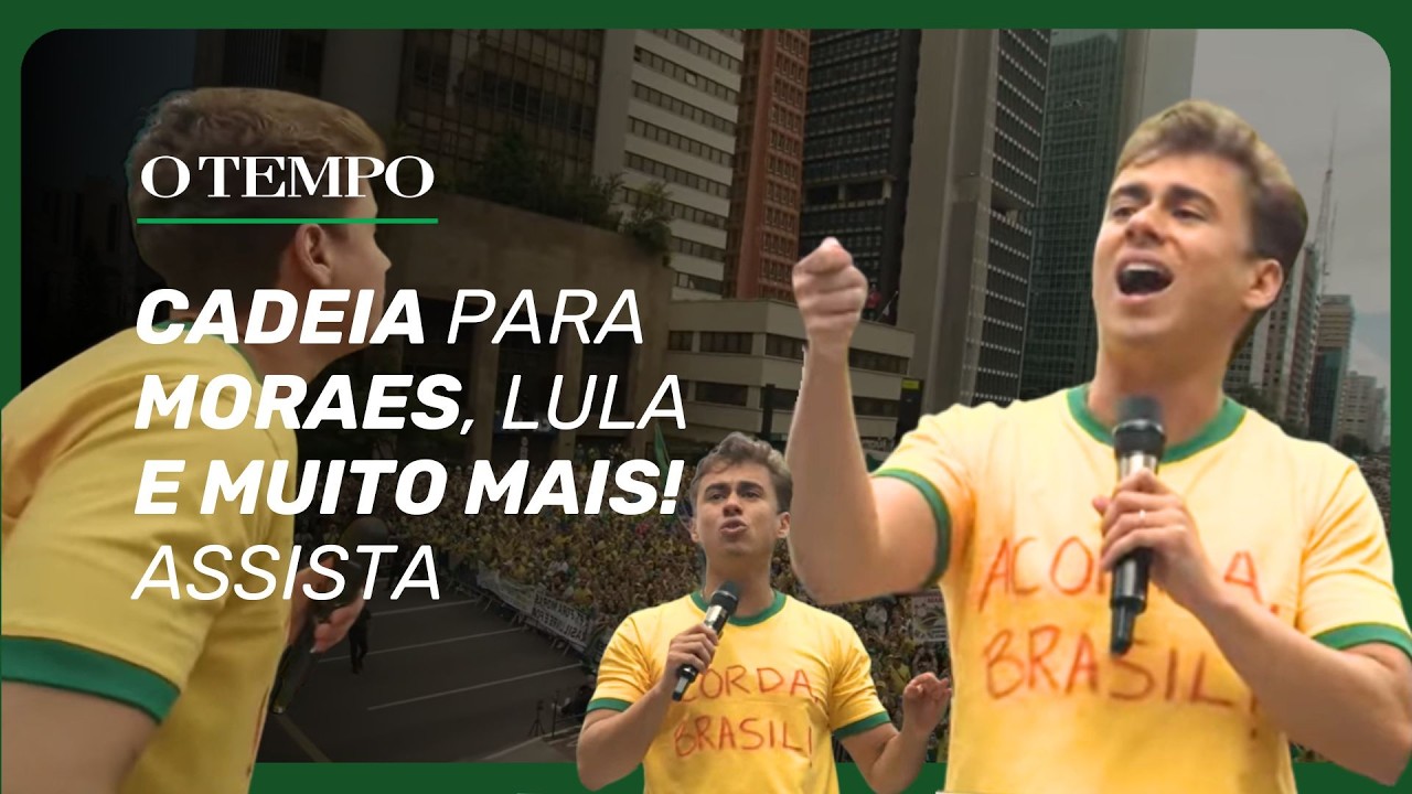 Moraes e Lula ‘merecem cadeia’, diz Nikolas durante manifestação